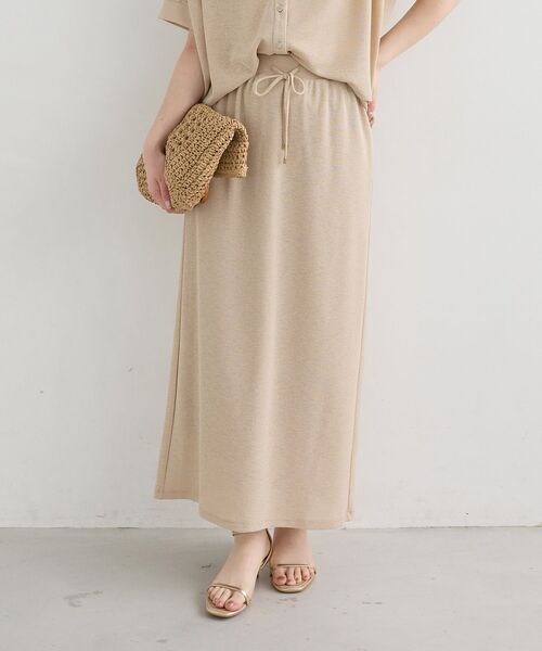 le.coeur blanc(ルクールブラン)の「リネンタッチミラノリブカーデスカートセット(ワンピース・レディース・ネイビー/モカ/ベージュ・38)」の5枚目の写真