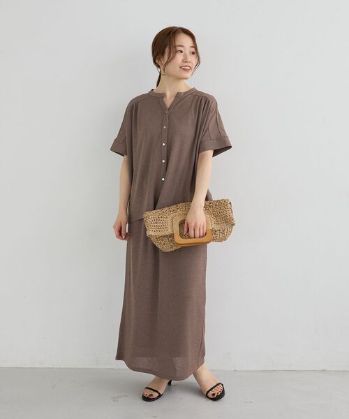 le.coeur blanc(ルクールブラン)の「リネンタッチミラノリブカーデスカートセット(ワンピース・レディース・ネイビー/モカ/ベージュ・38)」の12枚目の写真