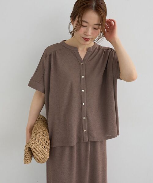 le.coeur blanc(ルクールブラン)の「リネンタッチミラノリブカーデスカートセット(ワンピース・レディース・ネイビー/モカ/ベージュ・38)」の14枚目の写真