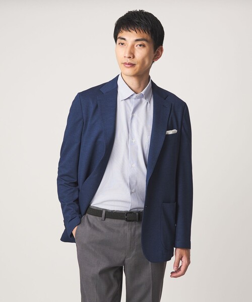 green label relaxing(グリーンレーベルリラクシング)の「ポリエステル ラッカン ストライプ スタンダード スナップ ボタンダウン 半袖 シャツ -ストレッチ・イージーアイロン・吸水速乾-(ビジネスシャツ・メンズ・ベージュ/ロイヤルブルー/ライトグレー・XL/M/L/S)」の4枚目の写真