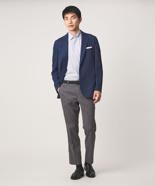green label relaxing(グリーンレーベルリラクシング)の「ポリエステル ラッカン ストライプ スタンダード スナップ ボタンダウン 半袖 シャツ -ストレッチ・イージーアイロン・吸水速乾-(ビジネスシャツ・メンズ・ベージュ/ロイヤルブルー/ライトグレー・XL/M/L/S)」の5枚目の写真