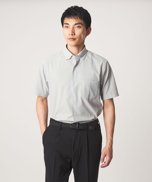 green label relaxing(グリーンレーベルリラクシング)の「ポリエステル ラッカン ストライプ スタンダード スナップ ボタンダウン 半袖 シャツ -ストレッチ・イージーアイロン・吸水速乾-(ビジネスシャツ・メンズ・ベージュ/ロイヤルブルー/ライトグレー・XL/M/L/S)」の6枚目の写真