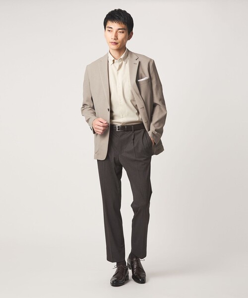 green label relaxing(グリーンレーベルリラクシング)の「ポリエステル ラッカン ストライプ スタンダード スナップ ボタンダウン 半袖 シャツ -ストレッチ・イージーアイロン・吸水速乾-(ビジネスシャツ・メンズ・ベージュ/ロイヤルブルー/ライトグレー・XL/M/L/S)」の10枚目の写真