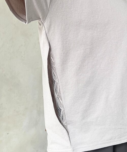 un dix cors（アンディコール）の「麻調ジャージレースプルオーバー（Tシャツ/カットソー・レディース・オフホワイト/チャコールグレー/グレイッシュベージュ/キャメル・FREE）」の12枚目の写真