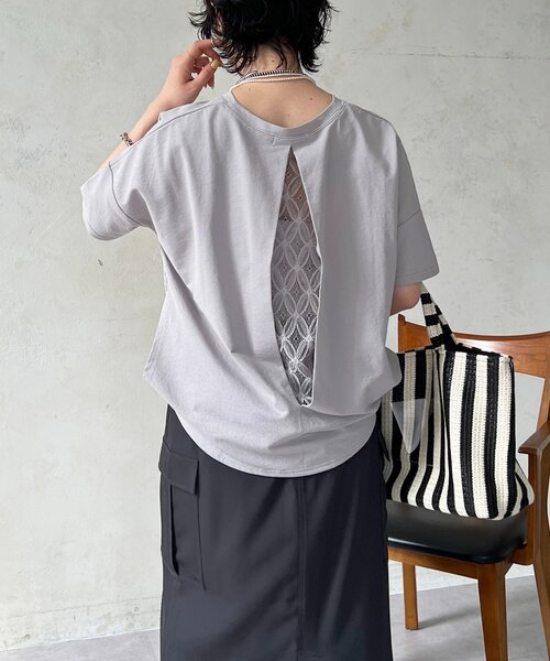 un dix cors（アンディコール）の「麻調ジャージレースプルオーバー（Tシャツ/カットソー・レディース・オフホワイト/チャコールグレー/グレイッシュベージュ/キャメル・FREE）」の13枚目の写真