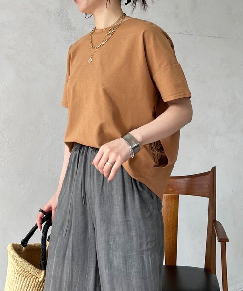 un dix cors（アンディコール）の「麻調ジャージレースプルオーバー（Tシャツ/カットソー・レディース・オフホワイト/チャコールグレー/グレイッシュベージュ/キャメル・FREE）」の15枚目の写真