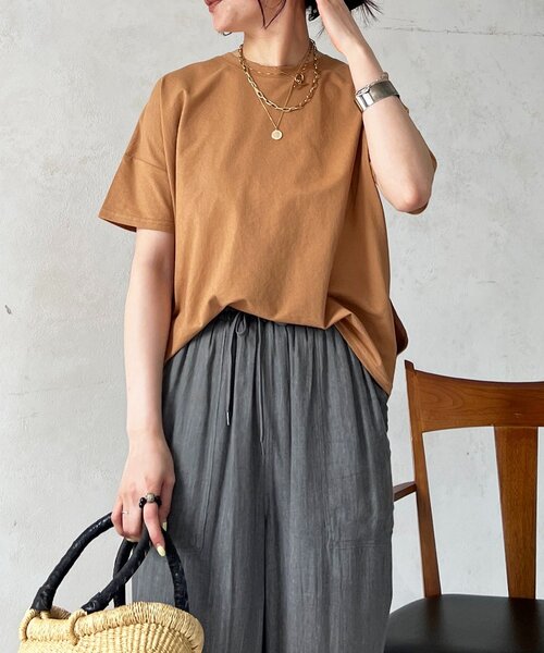 un dix cors（アンディコール）の「麻調ジャージレースプルオーバー（Tシャツ/カットソー・レディース・オフホワイト/チャコールグレー/グレイッシュベージュ/キャメル・FREE）」の16枚目の写真