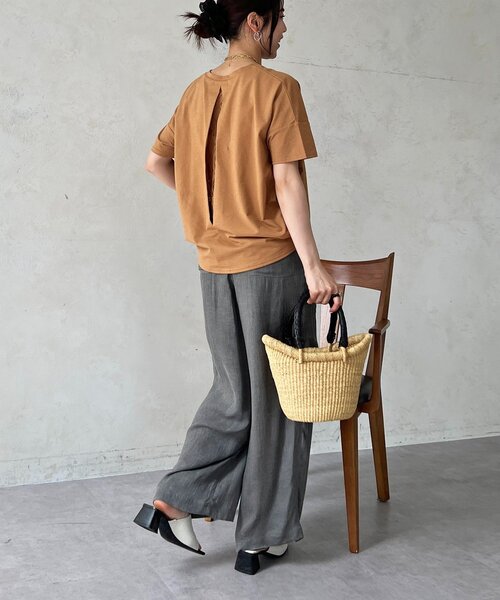 un dix cors（アンディコール）の「麻調ジャージレースプルオーバー（Tシャツ/カットソー・レディース・オフホワイト/チャコールグレー/グレイッシュベージュ/キャメル・FREE）」の17枚目の写真