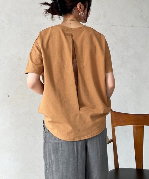 un dix cors（アンディコール）の「麻調ジャージレースプルオーバー（Tシャツ/カットソー・レディース・オフホワイト/チャコールグレー/グレイッシュベージュ/キャメル・FREE）」の18枚目の写真