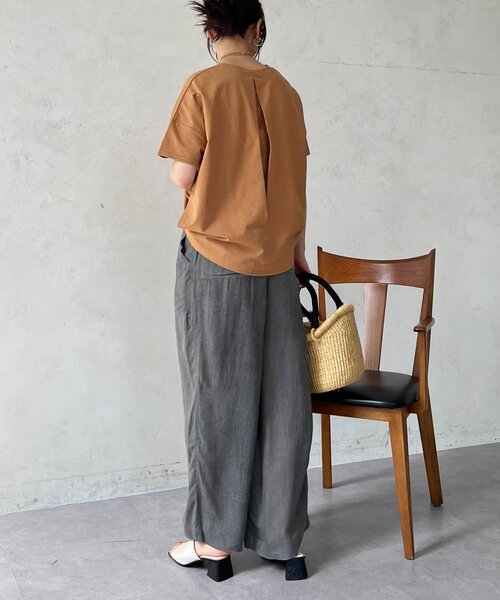 un dix cors（アンディコール）の「麻調ジャージレースプルオーバー（Tシャツ/カットソー・レディース・オフホワイト/チャコールグレー/グレイッシュベージュ/キャメル・FREE）」の20枚目の写真