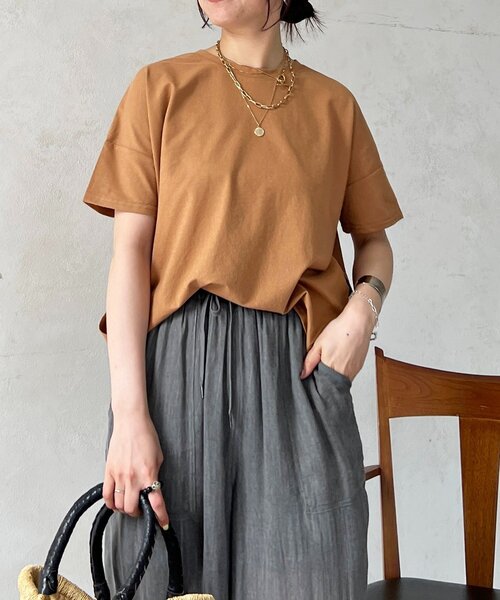 un dix cors（アンディコール）の「麻調ジャージレースプルオーバー（Tシャツ/カットソー・レディース・オフホワイト/チャコールグレー/グレイッシュベージュ/キャメル・FREE）」の21枚目の写真