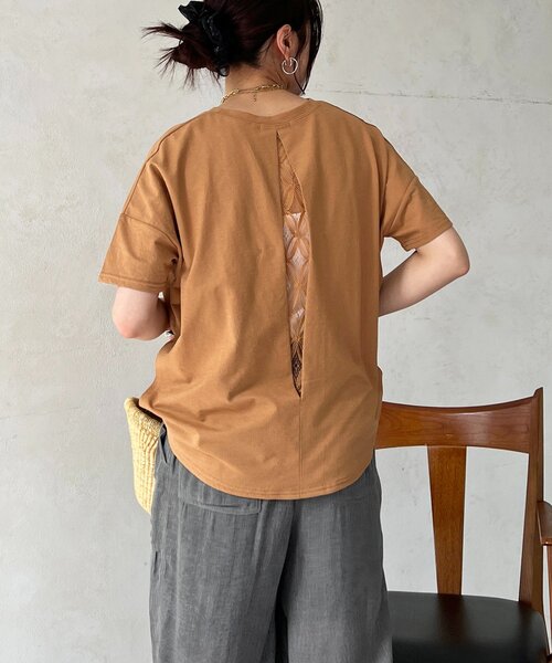 un dix cors（アンディコール）の「麻調ジャージレースプルオーバー（Tシャツ/カットソー・レディース・オフホワイト/チャコールグレー/グレイッシュベージュ/キャメル・FREE）」の22枚目の写真