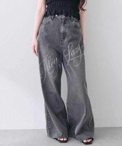 OLIVE des OLIVE(オリーブデオリーブ)の「キラキラロゴデニムパンツ(その他パンツ・レディース・ブルー/ブラック・SMALL/MEDIUM)」の6枚目の写真