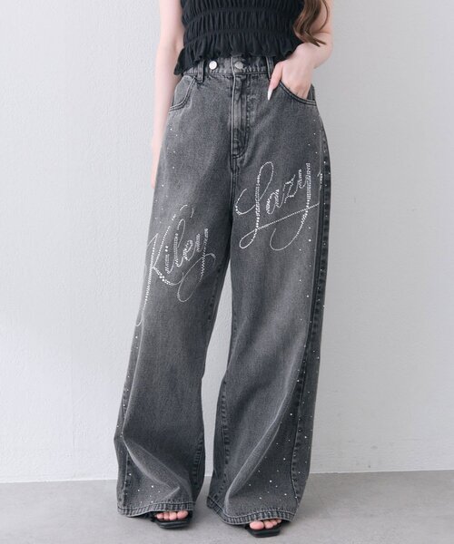 OLIVE des OLIVE(オリーブデオリーブ)の「キラキラロゴデニムパンツ(その他パンツ・レディース・ブルー/ブラック・SMALL/MEDIUM)」の7枚目の写真
