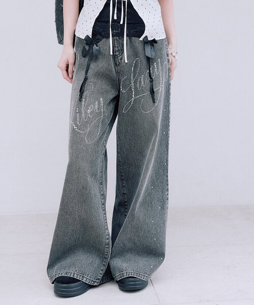 OLIVE des OLIVE(オリーブデオリーブ)の「キラキラロゴデニムパンツ(その他パンツ・レディース・ブルー/ブラック・SMALL/MEDIUM)」の9枚目の写真