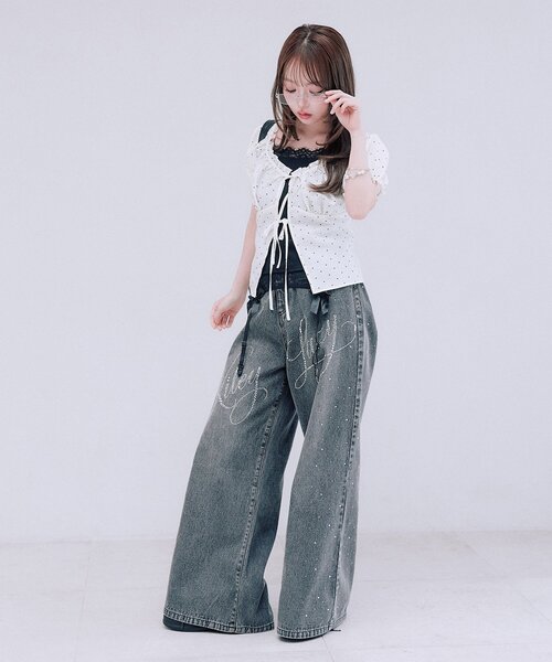 OLIVE des OLIVE(オリーブデオリーブ)の「キラキラロゴデニムパンツ(その他パンツ・レディース・ブルー/ブラック・SMALL/MEDIUM)」の18枚目の写真