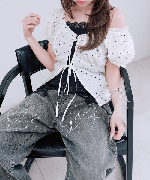 OLIVE des OLIVE(オリーブデオリーブ)の「キラキラロゴデニムパンツ(その他パンツ・レディース・ブルー/ブラック・SMALL/MEDIUM)」の20枚目の写真