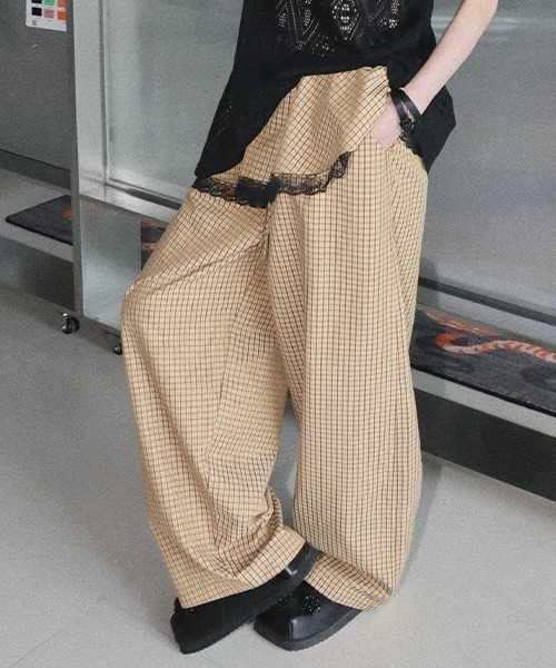 chuclla(チュクラ)の「【CHENTAITAI】 レースレイヤードチェックワイドパンツ CTW26s018(その他パンツ・レディース・ベージュ/ライトブルー・M/L/S)」の18枚目の写真