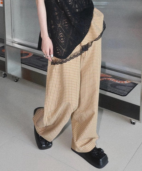chuclla(チュクラ)の「【CHENTAITAI】 レースレイヤードチェックワイドパンツ CTW26s018(その他パンツ・レディース・ベージュ/ライトブルー・M/L/S)」の19枚目の写真