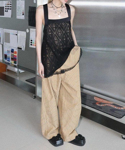 chuclla(チュクラ)の「【CHENTAITAI】 レースレイヤードチェックワイドパンツ CTW26s018(その他パンツ・レディース・ベージュ/ライトブルー・M/L/S)」の20枚目の写真