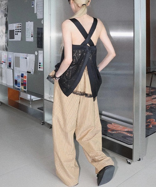 chuclla(チュクラ)の「【CHENTAITAI】 レースレイヤードチェックワイドパンツ CTW26s018(その他パンツ・レディース・ベージュ/ライトブルー・M/L/S)」の22枚目の写真