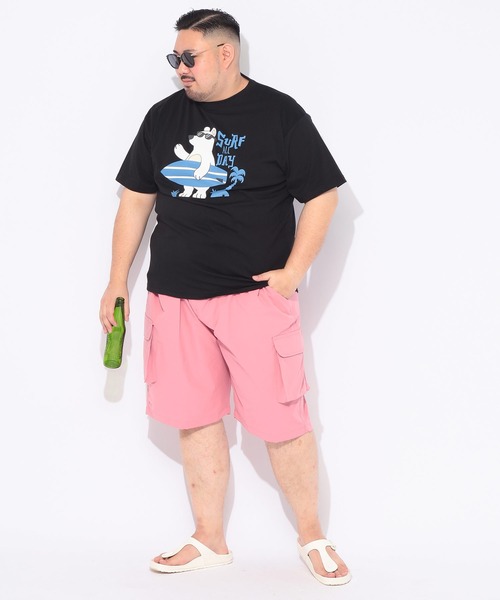 B&T CLUB(ビーティークラブ)の「Tシャツ 半袖 メンズ 大きいサイズ サーフベア クルーネック カットソー B&T CLUB (ビーアンドティークラブ)(Tシャツ/カットソー・メンズ・ブラック/カーキ・X1(3L~4L)/X2(4L~5L)/X3(6L~7L))」の4枚目の写真