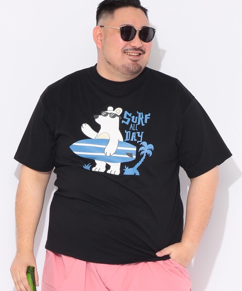 B&T CLUB(ビーティークラブ)の「Tシャツ 半袖 メンズ 大きいサイズ サーフベア クルーネック カットソー B&T CLUB (ビーアンドティークラブ)(Tシャツ/カットソー・メンズ・ブラック/カーキ・X1(3L~4L)/X2(4L~5L)/X3(6L~7L))」の6枚目の写真