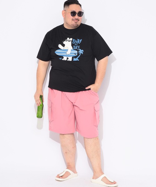 B&T CLUB(ビーティークラブ)の「Tシャツ 半袖 メンズ 大きいサイズ サーフベア クルーネック カットソー B&T CLUB (ビーアンドティークラブ)(Tシャツ/カットソー・メンズ・ブラック/カーキ・X1(3L~4L)/X2(4L~5L)/X3(6L~7L))」の7枚目の写真