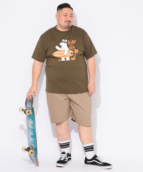 B&T CLUB(ビーティークラブ)の「Tシャツ 半袖 メンズ 大きいサイズ サーフベア クルーネック カットソー B&T CLUB (ビーアンドティークラブ)(Tシャツ/カットソー・メンズ・ブラック/カーキ・X1(3L~4L)/X2(4L~5L)/X3(6L~7L))」の9枚目の写真