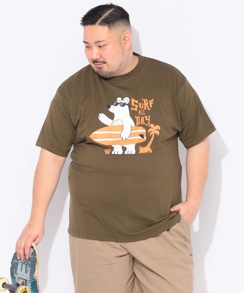 B&T CLUB(ビーティークラブ)の「Tシャツ 半袖 メンズ 大きいサイズ サーフベア クルーネック カットソー B&T CLUB (ビーアンドティークラブ)(Tシャツ/カットソー・メンズ・ブラック/カーキ・X1(3L~4L)/X2(4L~5L)/X3(6L~7L))」の8枚目の写真
