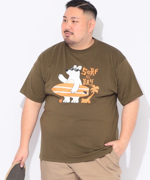 B&T CLUB(ビーティークラブ)の「Tシャツ 半袖 メンズ 大きいサイズ サーフベア クルーネック カットソー B&T CLUB (ビーアンドティークラブ)(Tシャツ/カットソー・メンズ・ブラック/カーキ・X1(3L~4L)/X2(4L~5L)/X3(6L~7L))」の10枚目の写真