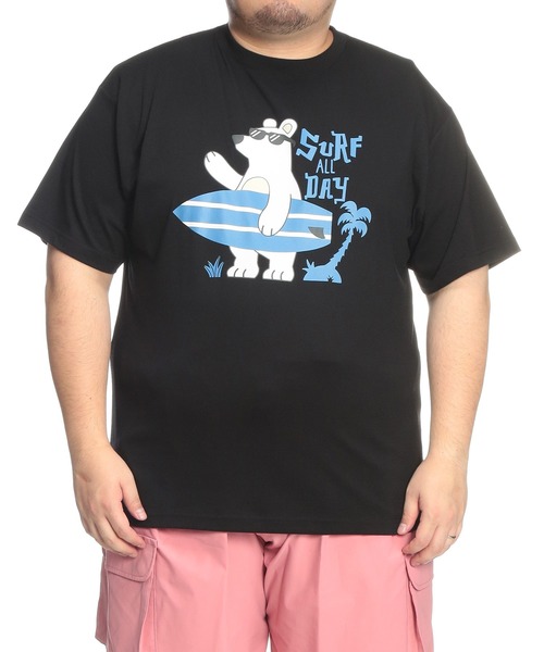 B&T CLUB(ビーティークラブ)の「Tシャツ 半袖 メンズ 大きいサイズ サーフベア クルーネック カットソー B&T CLUB (ビーアンドティークラブ)(Tシャツ/カットソー・メンズ・ブラック/カーキ・X1(3L~4L)/X2(4L~5L)/X3(6L~7L))」の13枚目の写真