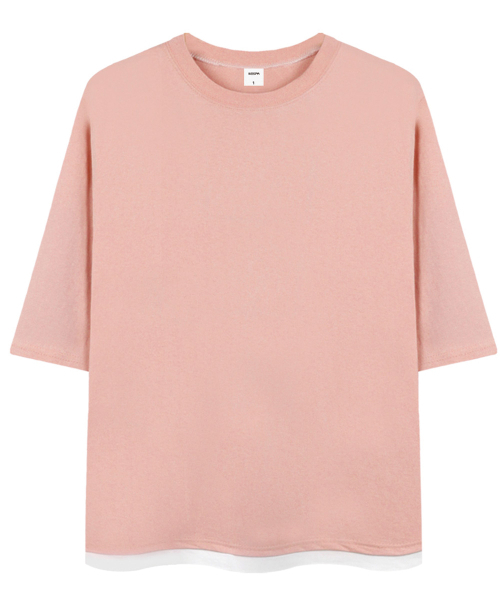 ANEWBROS（アニュブロス）の「ベーシックスタンダード 7部Tシャツ 2カラー [ANSE_9701]（Tシャツ/カットソー・レディース・ホワイト/ピンク・SMALL/MEDIUM）」の4枚目の写真