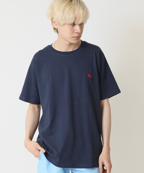 POLOCHAMPS(ポロチャンプス)の「POLOCHAMPS ポロチャンプス メンズ レギュラーフィット ワンポイント刺繍ロゴクルーネックTシャツ(Tシャツ/カットソー・メンズ・ベージュ/チャコール/オレンジ/ネイビー/ダークグリーン/杢グレー/オフホワイト/ブラック・M/XL/L)」の8枚目の写真