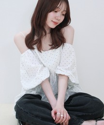 Reurie' | ペプラムオフショルダートップス オフショル 夏 ピンク ブラック 大人カジュアル シンプル ノームコア(キャミソール)