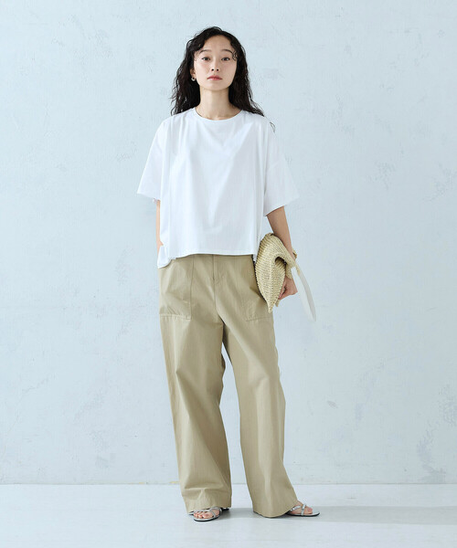 COMME CA ISM（コムサイズム）の「【抗菌防臭・接触冷感】アシンメトリーTシャツ（Tシャツ/カットソー・レディース・グレー/ホワイト/ブラック/ネイビー・MEDIUM/LARGE）」の8枚目の写真