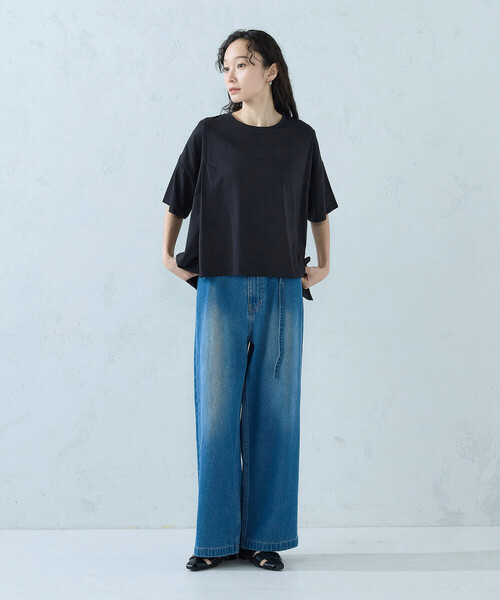 COMME CA ISM（コムサイズム）の「【抗菌防臭・接触冷感】アシンメトリーTシャツ（Tシャツ/カットソー・レディース・グレー/ホワイト/ブラック/ネイビー・MEDIUM/LARGE）」の19枚目の写真