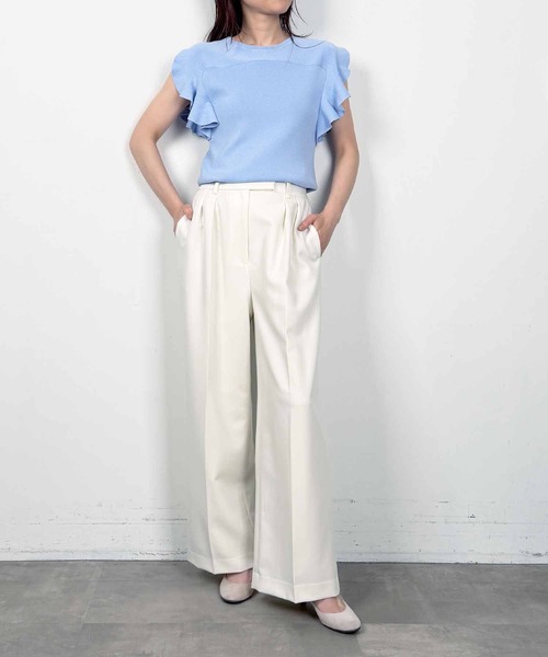 PICCIN PERLA（ピッチンペルラ）の「フリルスリーブニット（ニット/セーター・レディース・ブラック/サックスブルー/オフホワイト/シルバー・M）」の18枚目の写真
