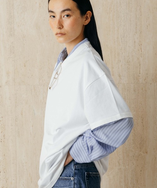 CREDONA(クレドナ)の「BASIC TEE SH/ベーシックTシャツ(Tシャツ/カットソー・レディース・ブラック/グレー/ホワイト・FREE)」の6枚目の写真