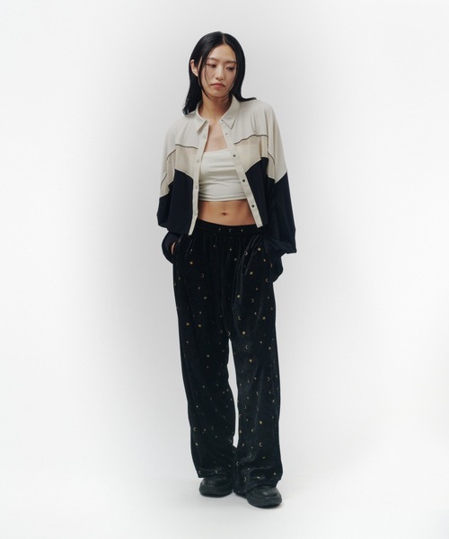 THINGS THAT MATTER(シングス ザット マター)の「MESH BLOCKING STRETCH SHIRT / メッシュ ブロッキング ストレッチ シャツ(シャツ/ブラウス・レディース・ブラウン/ホワイト×ブラック・FREE)」の5枚目の写真
