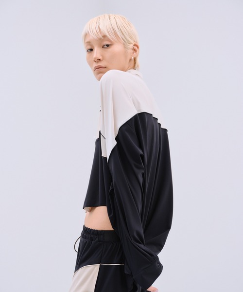 THINGS THAT MATTER(シングス ザット マター)の「MESH BLOCKING STRETCH SHIRT / メッシュ ブロッキング ストレッチ シャツ(シャツ/ブラウス・レディース・ブラウン/ホワイト×ブラック・FREE)」の8枚目の写真
