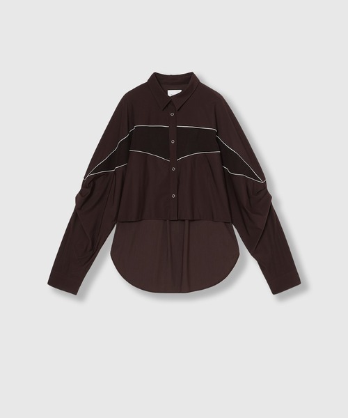 THINGS THAT MATTER(シングス ザット マター)の「MESH BLOCKING STRETCH SHIRT / メッシュ ブロッキング ストレッチ シャツ(シャツ/ブラウス・レディース・ブラウン/ホワイト×ブラック・FREE)」の22枚目の写真