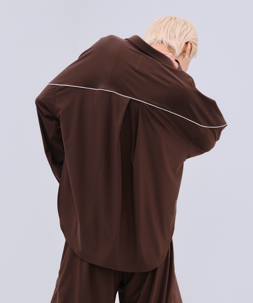 THINGS THAT MATTER(シングス ザット マター)の「MESH BLOCKING STRETCH SHIRT / メッシュ ブロッキング ストレッチ シャツ(シャツ/ブラウス・レディース・ブラウン/ホワイト×ブラック・FREE)」の14枚目の写真