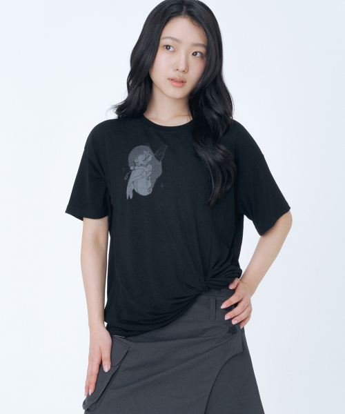 セール】Hannah fairy twist short sleeve BLACK（Tシャツ/カットソー 