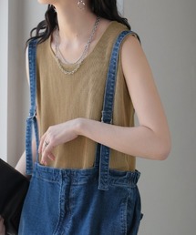 「肌見せ控えめ」リブニットタンクトップ