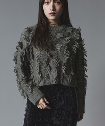 フリンジ ジャガード ショート ニット / Fringe Jacquard Short Knit