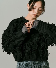 フリンジ ジャガード ショート ニット / Fringe Jacquard Short Knit