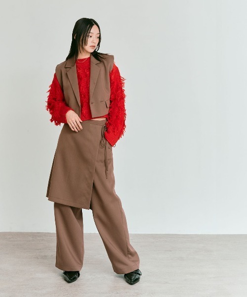 W:Huku(フーク)の「フリンジ ジャガード ショート ニット / Fringe Jacquard Short Knit(ニット/セーター・レディース・グレー/レッド/ホワイト系その他/ブラック・FREE)」の13枚目の写真