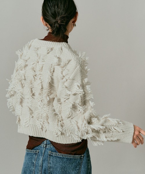 W:Huku(フーク)の「フリンジ ジャガード ショート ニット / Fringe Jacquard Short Knit(ニット/セーター・レディース・グレー/レッド/ホワイト系その他/ブラック・FREE)」の22枚目の写真