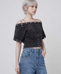 DURAS（デュラス）の「メタルチェーンアイレットTシャツ（Tシャツ/カットソー）」